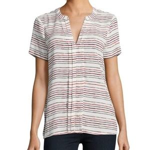 💕 NWT Ivanka Trump Ivory Stripe V Neck Tunic Blouse